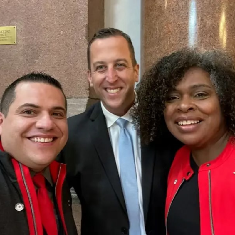 Senator Michael Hastings, Midway Shop Steward Roy Soria, and Corliss King stand together in solidarity on March 10, 2021, symbolizing their united front and commitment to their cause.